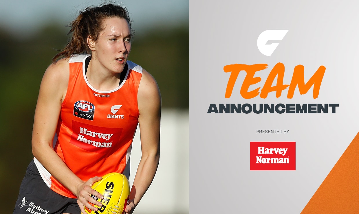 SLIDER-AFLWTEAMROUND6.png Erin McKinnon returns to the GIANTS side after a fortnight out. - AFLW,Adelaide Crows,GWS Giants,Unley Oval